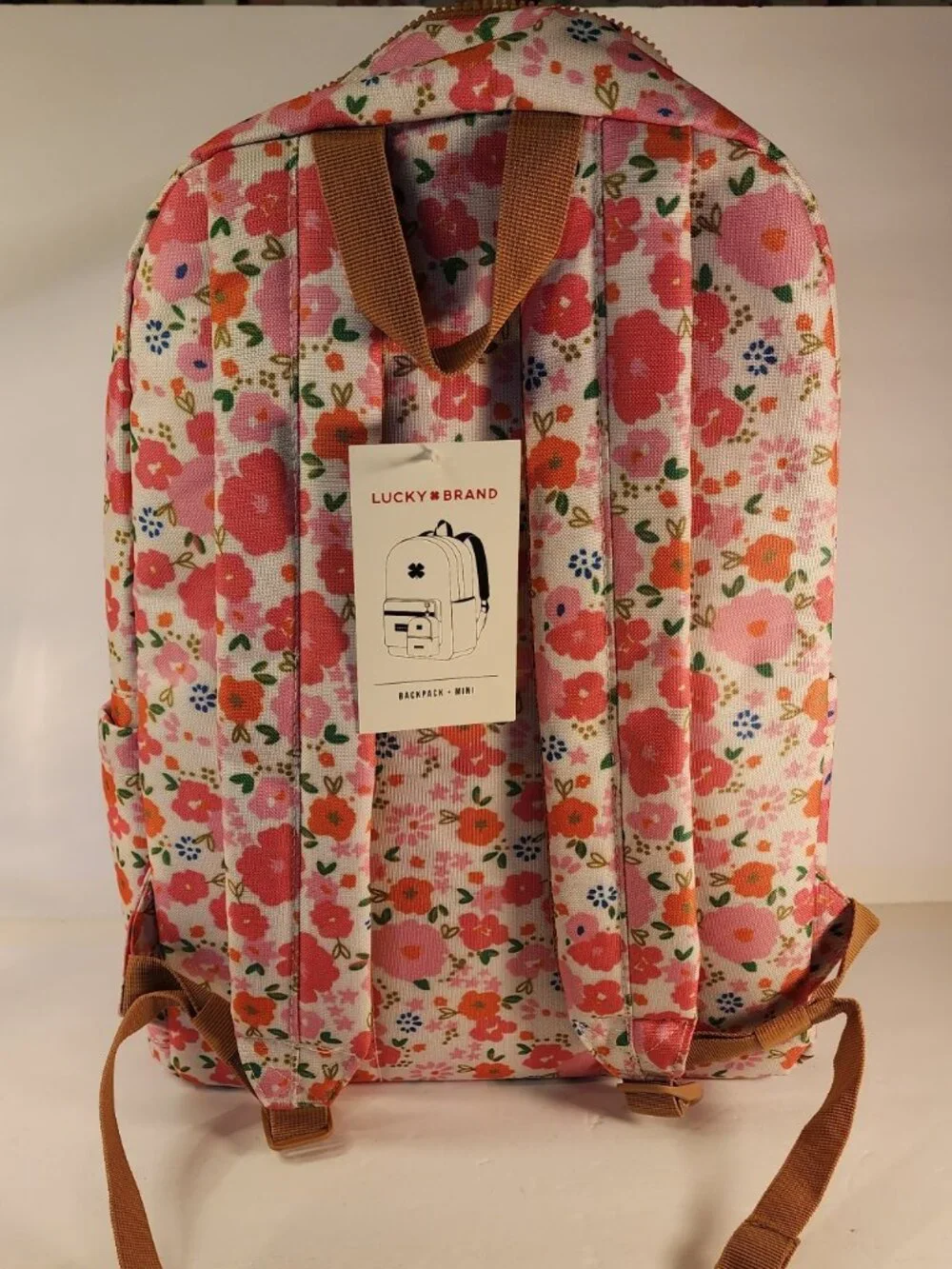 NWT LUCKY BRAND Pink & Orange Floral Backpack *Back to school ready!!*